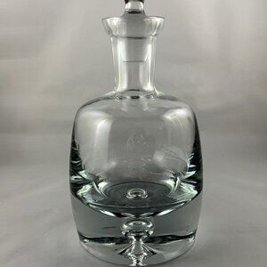Large Vintage Decanter w/ Stopper – Thick Rounded Glass, Unique Bubble Design